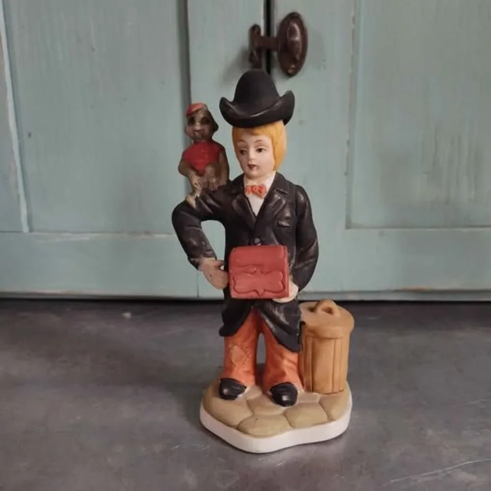 Organ Grinder with Hat Monkey Figurine Home Decor